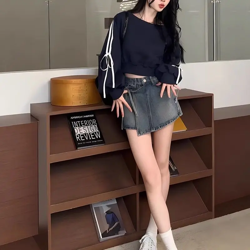 Schnürung Bogen Lose High Street Hoodies Sweatshirts Frühling Herbst Neue Langarm Gestreiften Koreanische Tops Mode Lässig Frauen Kleidung