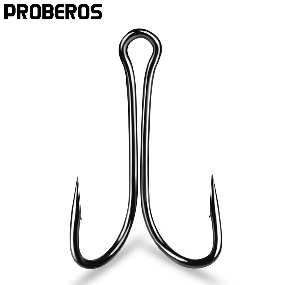 Sea.Yolo 50pcs/pack Lure Fishing Hook High Carbon Steel Double Hook Explosive Hook Barbed For Bass Carp Lake Fishing