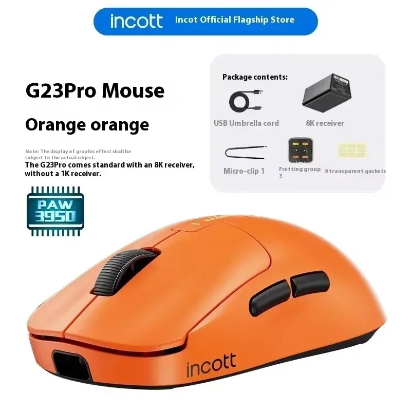 Imagem -04 - Pro Mouse sem Fio para Jogos G23 Ghero G24 Modo Duplo 8k Paw3950 Carregamento Rápido Hot Swap Ratos Ergonômicos pc Gamer Presentes Incott-g23