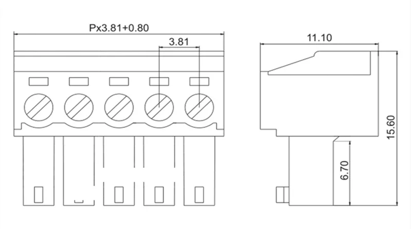 5Sets 15EDGRK 3.81mm 2/3/4/5/6 pin right angle screw terminal block connector 3.81MM pitch Plug + Pin Header Socket