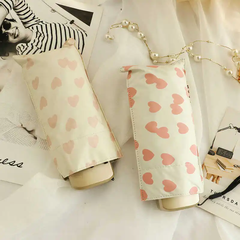 

Ультралегкий портативный женский пятисложный зонт от солнца с черным покрытием, защита от УФ-излучения, солнцезащитный, для солнечной и дождливой погоды, удобный зонт-парасоль