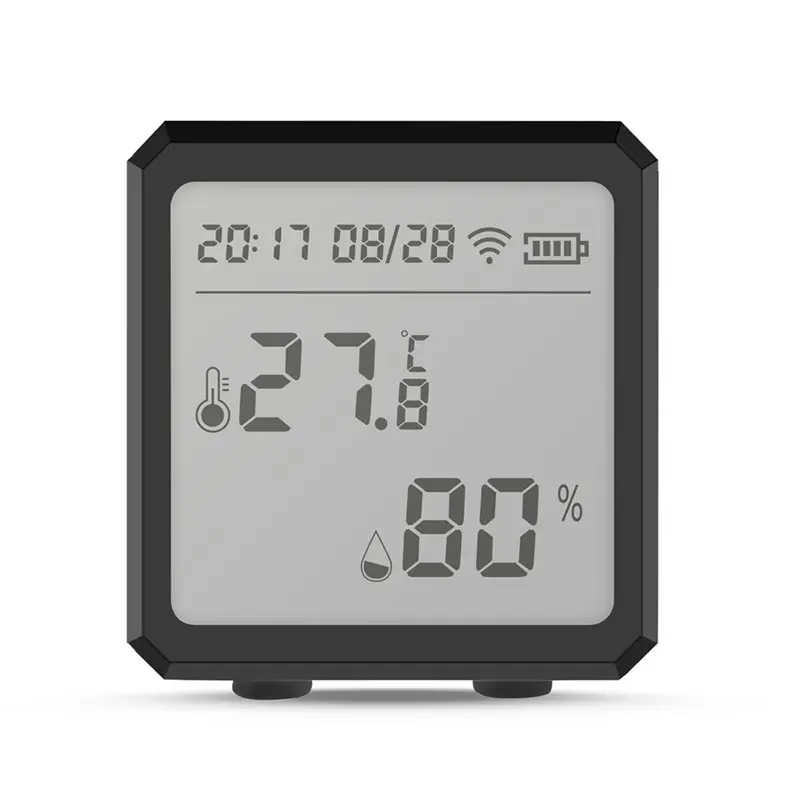 T19C 2X Tuya WIFI Temperature Humidity Detector Sensor Smart Link Tuya Multifunction Temperature And Humidity Detector,Black