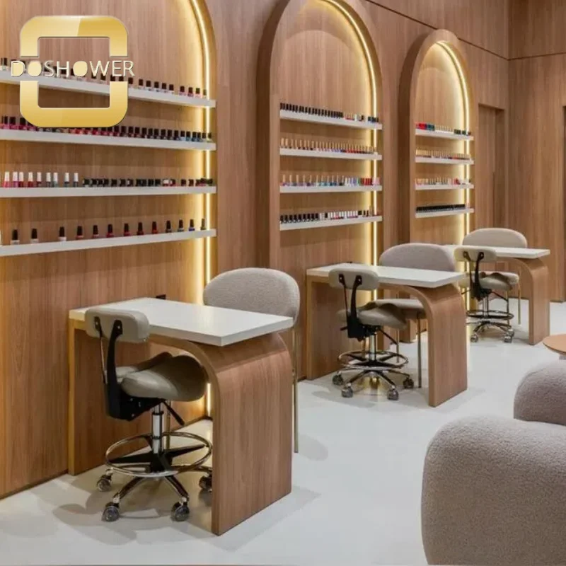 Hot Selling Wood Nail Manicure Table and Chair Set with Dust Collector and Outlet  for Spa Nail Salon Manufacturer