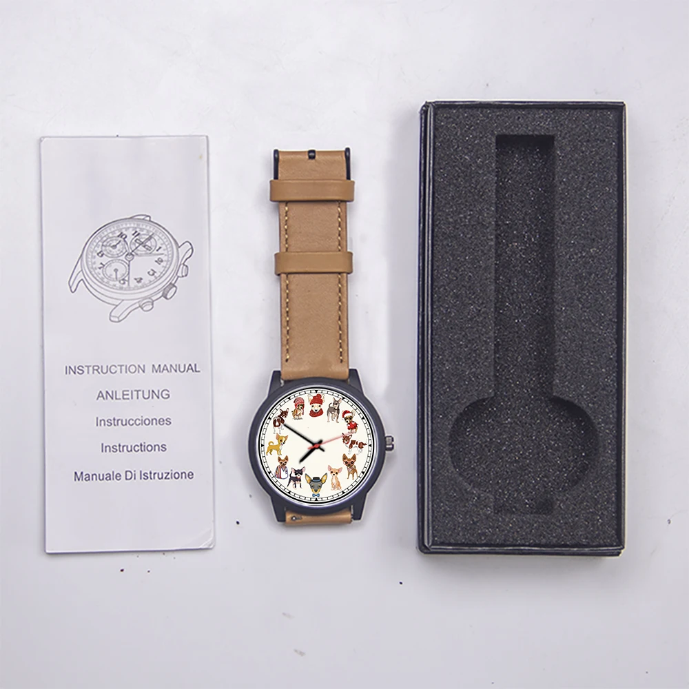 Chihuahua Dog Gentleman Watch Men Wrist Original Rose Gold Rare Watches Black Pet New in Men's Watches Hairy Kid Cool Design view 6