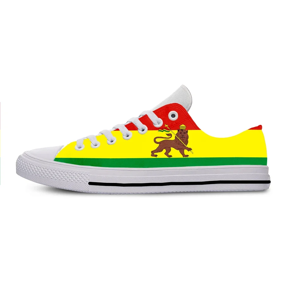 

Ethiopia Flag Lion of Judah Reggae Rasta Fashion Casual Cloth Shoes Low Top Lightweight Breathable 3D Print Men Women Sneakers