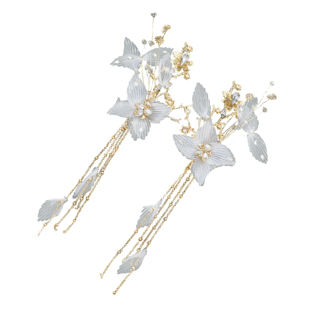 

2 PCS Hairpin Chinese Costume Barrettes Delicate Clip Classical Decoration Headdress Alloy for Bride