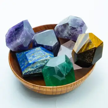 천연 녹색 형석 크리스탈 스톤, 기하학 연마, 원시 치유석, 석영 광물 표본, 원석 홈 데코  Best5