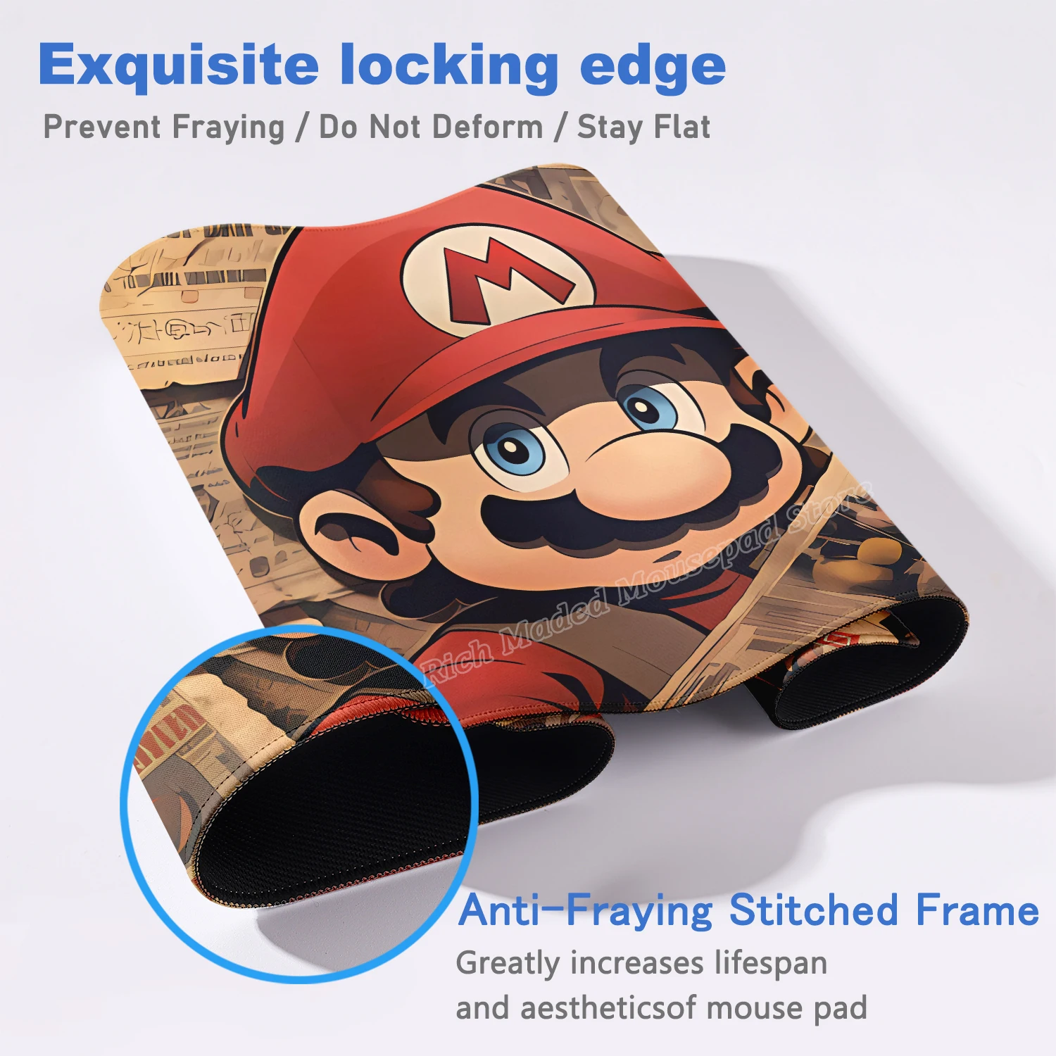 Большой игровой коврик для мыши Super M-Marioes Коврик для мыши HD с принтом Компьютерные геймеры с запирающимся краем XXL 900x400 мм Клавиатура ПК Килимок для киберспорта