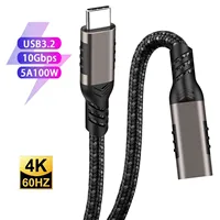 2m 3m USB 3.2 Gen2 Type C Female Extension Cable PD 100W 10Gbps 4K 60HZ for MacBook Mobile Phones USB C Charging Data Video Wire
