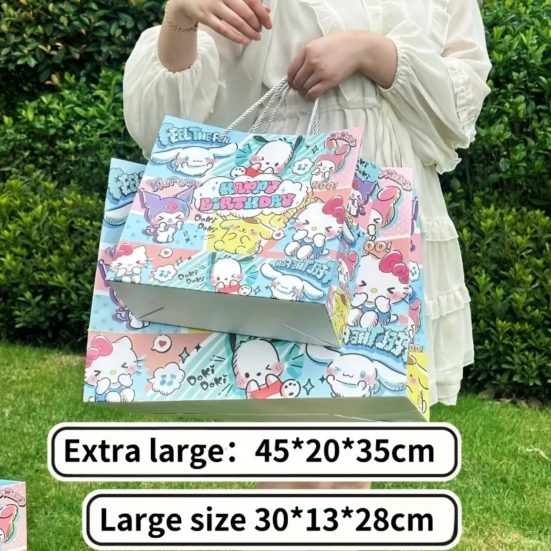 Sanrio Hello Kitty Handbag Durable and Fashionable Crayon Shin-chan Paper Gift Bag Cute Sweet Beautiful Packaging Bag Gift