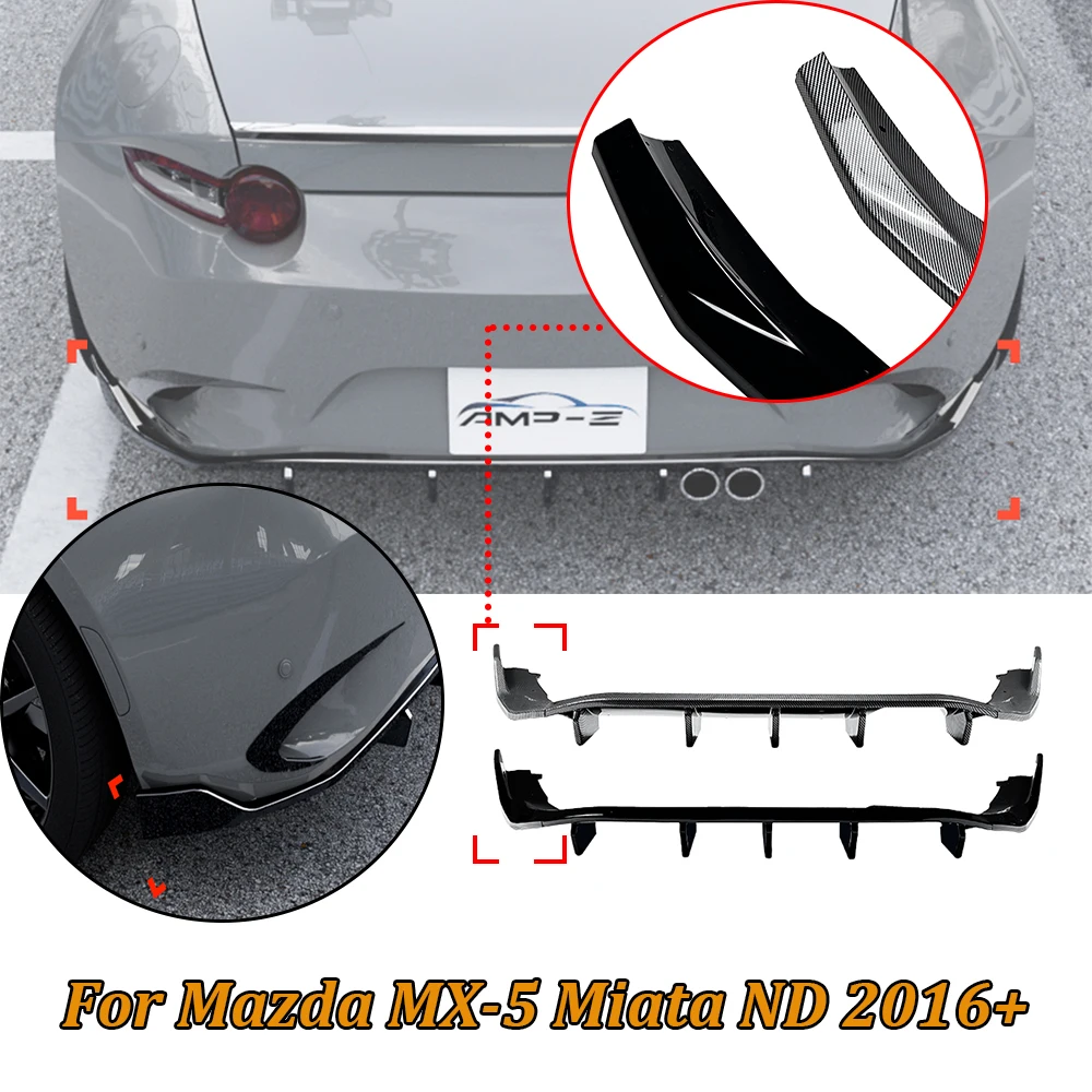 Car Tripartite Rear Bumper Lip Splitter Diffuser For Mazda Mk-5 Miata ND 2016+ ABS Body Kit Cars Exterior Accessories