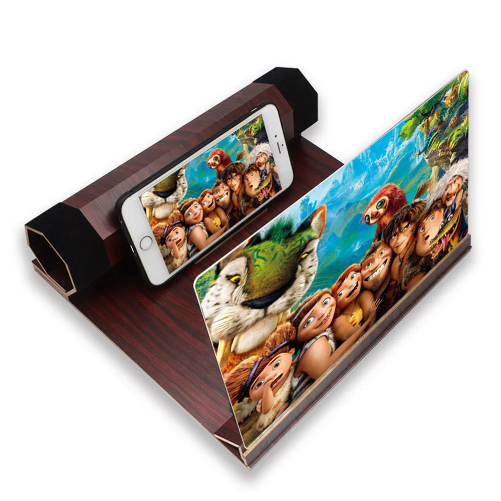 12-Inch Wooden Phone Screen Magnifier – Roll-Up & Foldable Portable Lens for iPhone Android