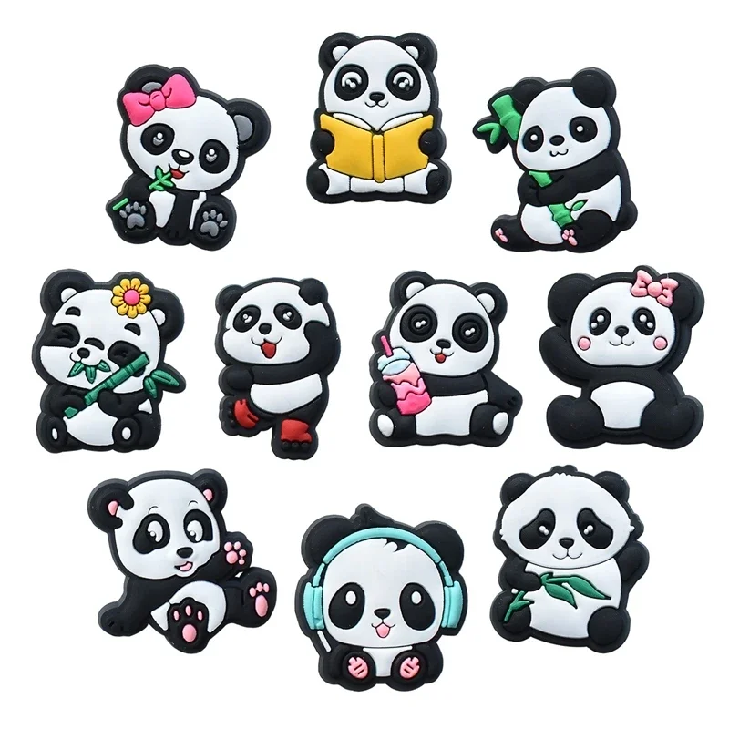 Dijes de Panda para zapatos, sandalias de cocodrilo, alfileres de zuecos, decoraciones para zapatos, accesorio para hombres, niños, niñas, niños, accesorios para zapatos