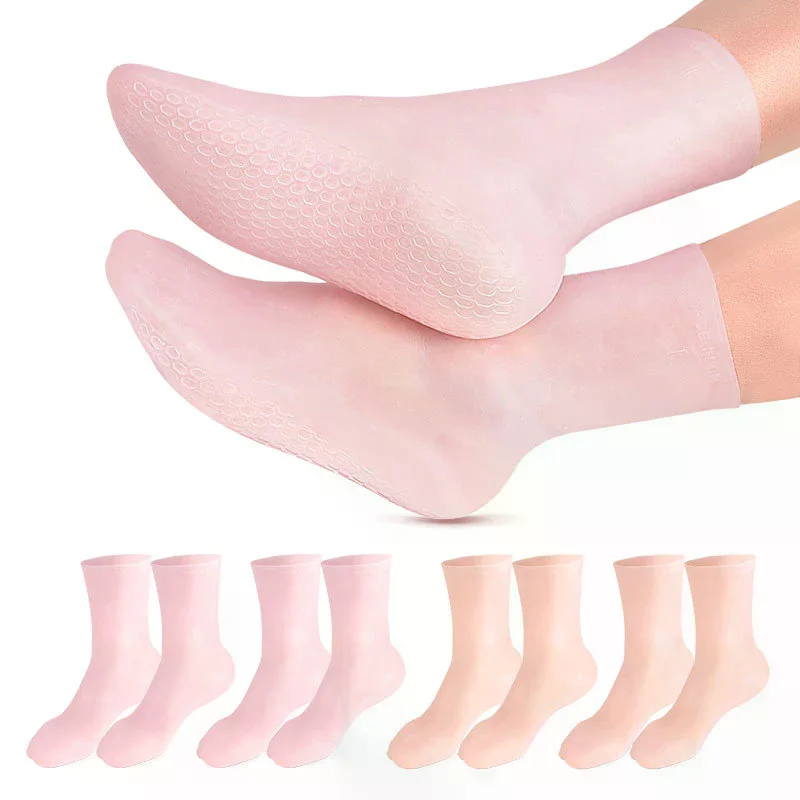 1 Pair Feet Care Socks Silicone Moisturizing Gel Heel Socks Home Use Cracked Foot Skin Care Spa Protectors view 3