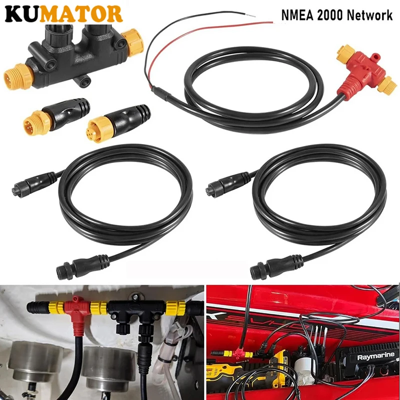 

NMEA 2000 Dual Device Starter Kit Backbone Cables Drop Cables Dual Tee Connector Terminators Kits IP67 Stable Connection