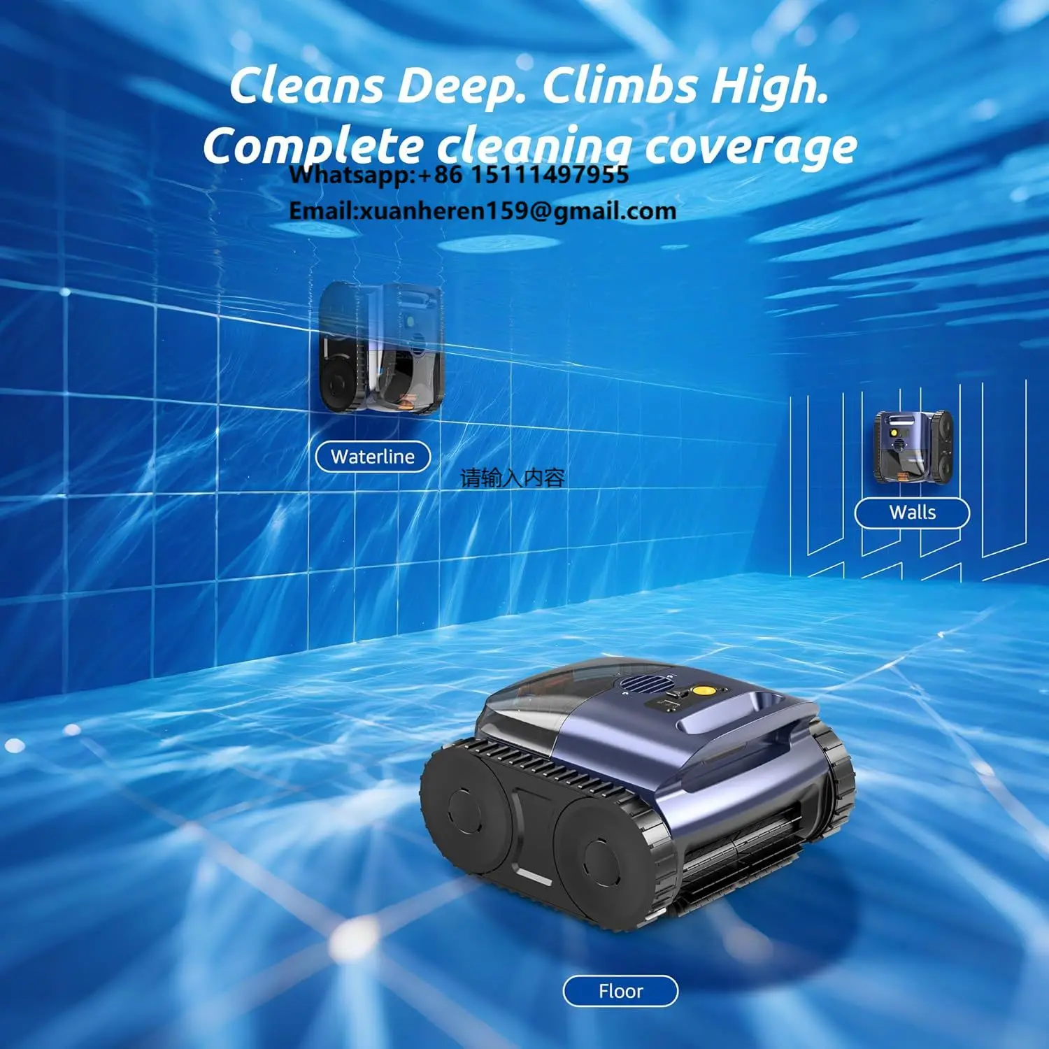 

Smart Pool Robot Cleaner Swimming Pool Vacuum Underwater Cleaning Cordless Electric Swimming Pool Vacuum Cleaner