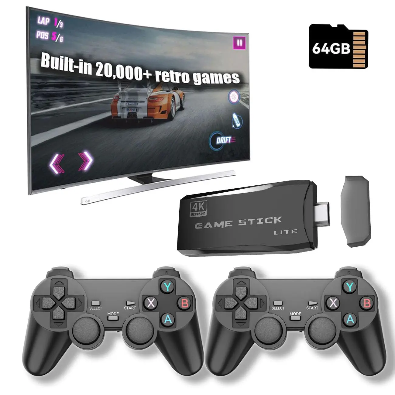 

Игровые консоли M8 20000+ Классические игры 9+Эмуляторов Выход 4K HD Ретро Game Stick 2,4G Двойной беспроводной контроллер