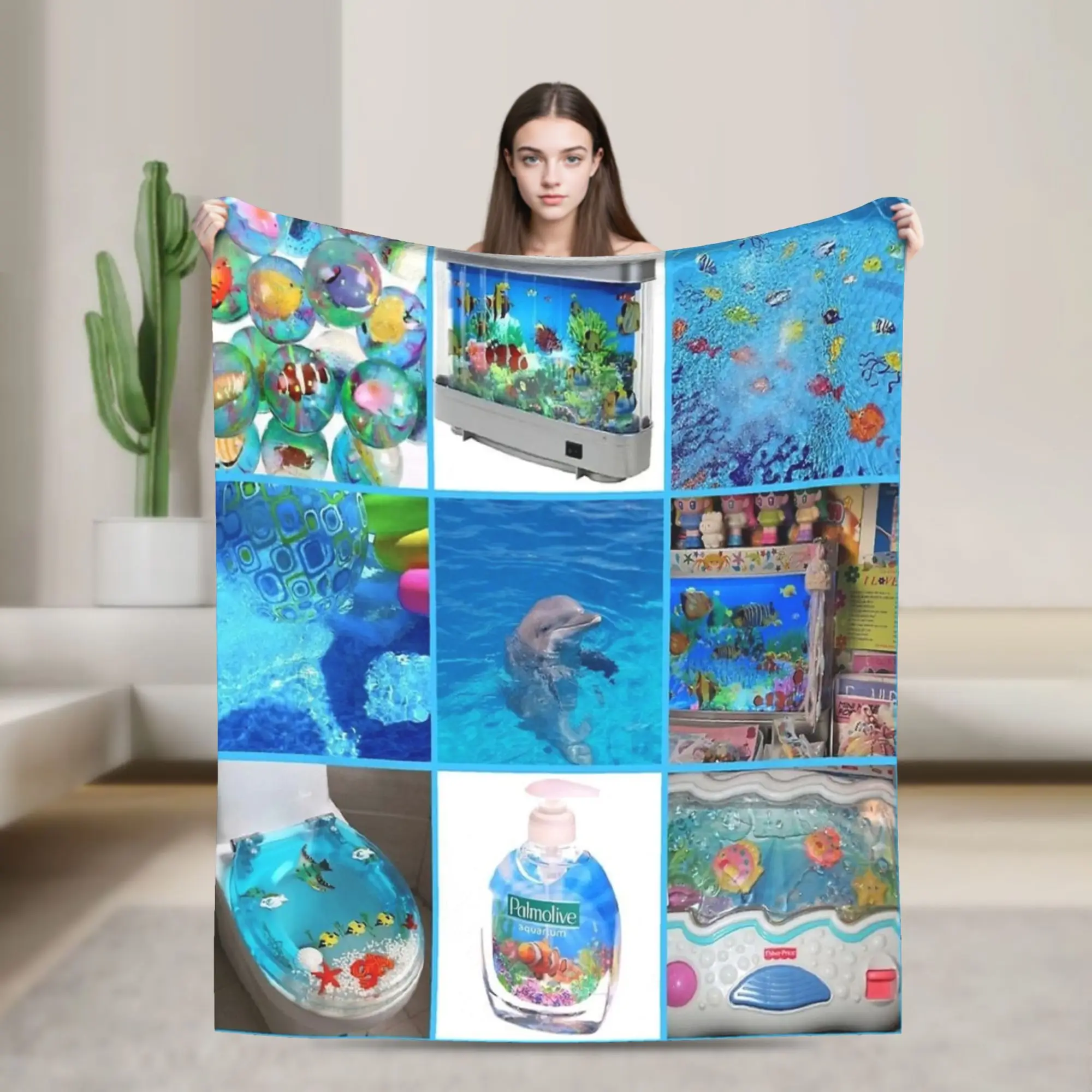 dolphin frutiger aero Blanket  Fleece Novelty Warm Throw Blanket for Bedspread Spring Autumn