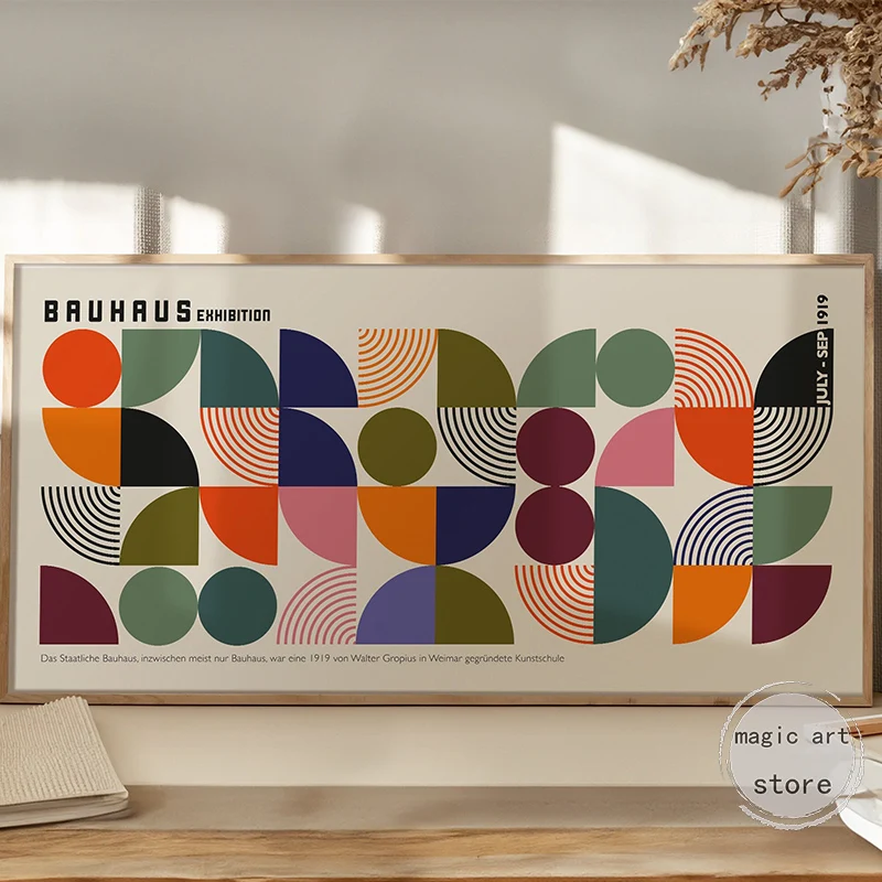 منتصف القرن الحديثة الحد الأدنى باوهاوس معرض هندسي ملصق فني حائط لوح رسم يطبع صورة لغرفة ديكور المنزل #3