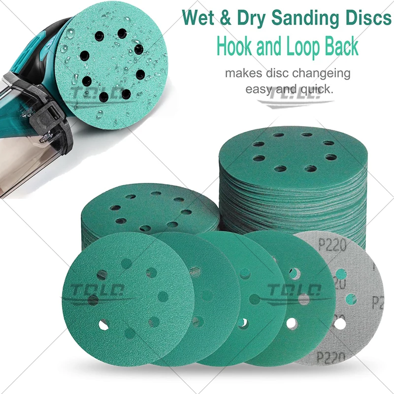 10/20/50 Pcs 5 Inch 125MM 8 Holes 60 to 2000 Grits Hook and Loop Polyester Film Sandpaper Sanding Disc Abrasive Polishing Tools