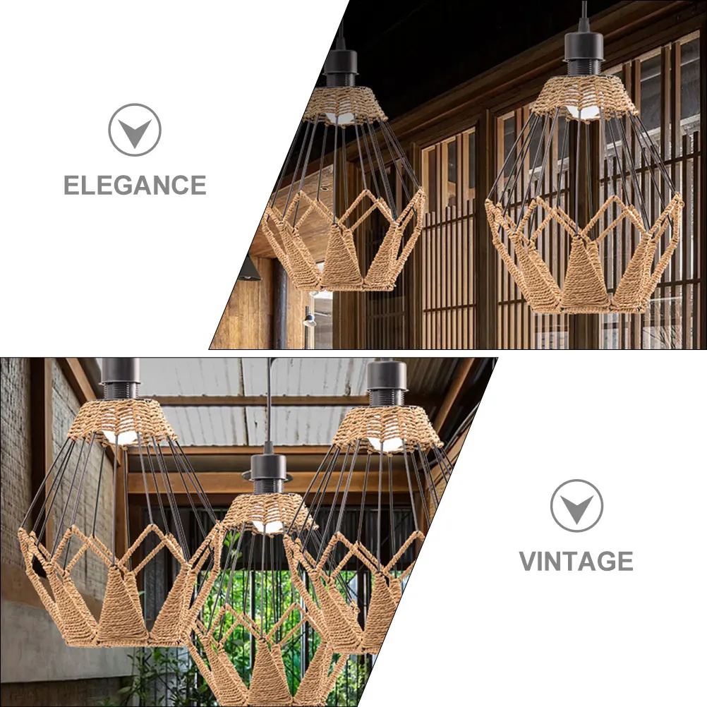 

1 шт., железный тканый подвесной светильник, абажур в деревенском винтажном стиле, подвесной светильник для кухни, декоративный потолочный светильник из натуральной веревки