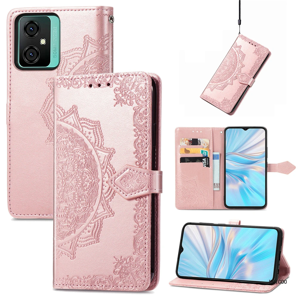 Solid Color Relief Mandala Cases For Blackview Oscal C70 C 70 OscalC70 Card Slots Walet Flip Cover Non-slip Phone Housing Etui