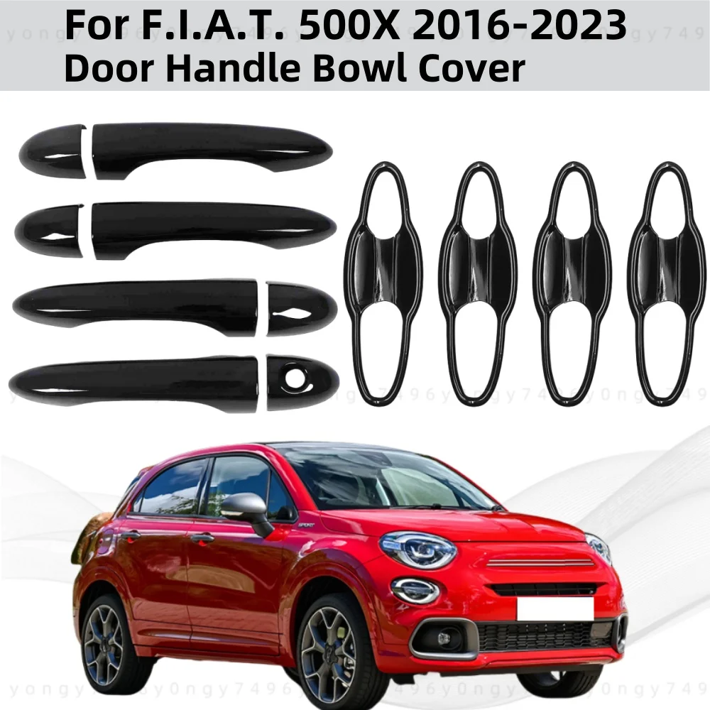 

For F.I.A.T. 500X 2016 2017 2018 2019 2020-2023 ABS plastic Car Modification Accessory Carbon Door Handle Cover Trim Paste Style