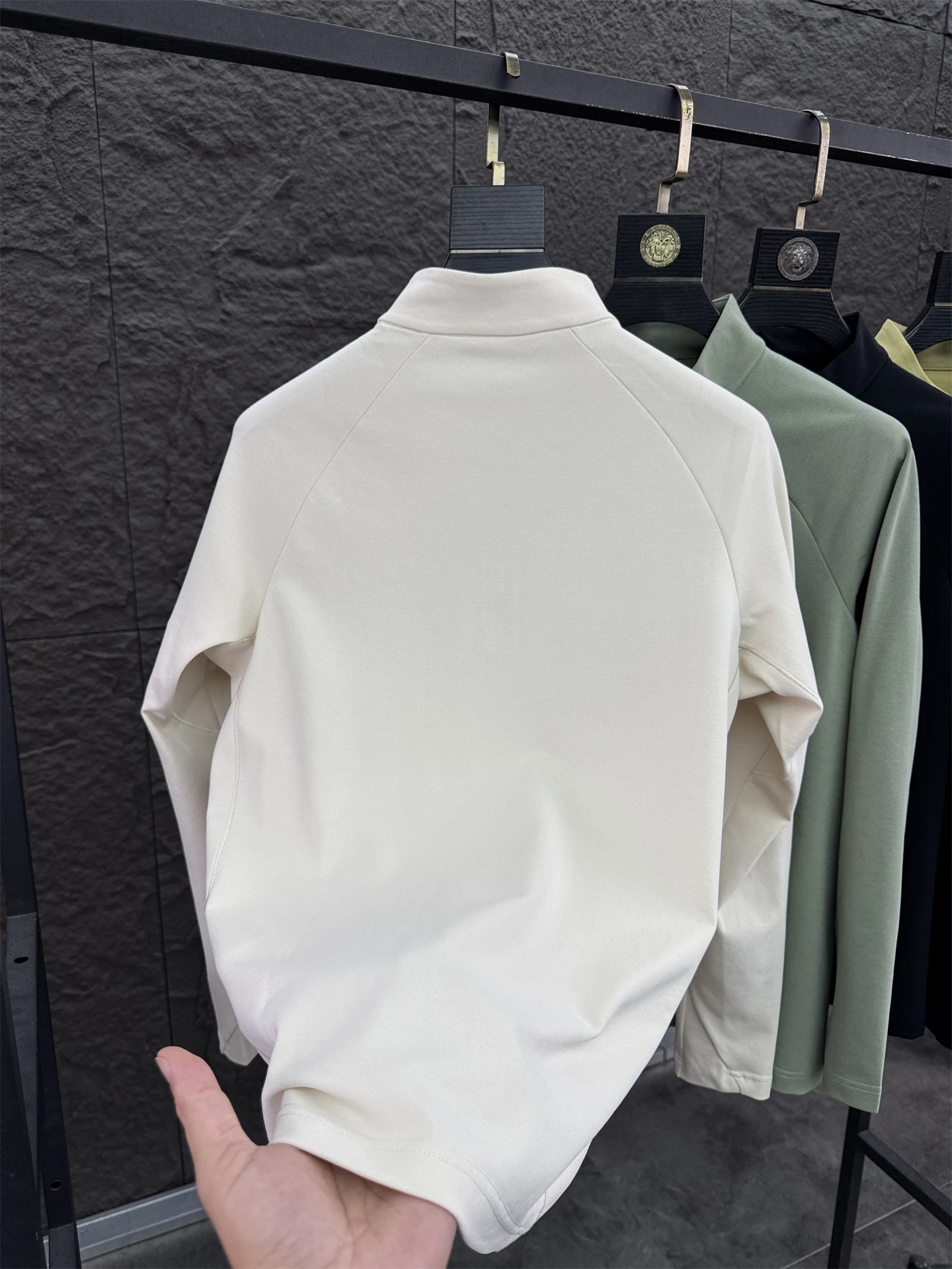 Svip Xio 2900 وظيفة الخياطة Thiened طويل Sve تي شيرت الرجال عادية سستة لون نقي مريح الخريف الوقوف طوق