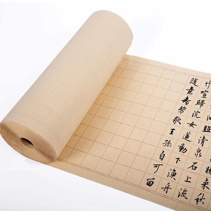 Calligraphy Special Xuan Paper Long Roll Chinese Brush Pen Writing Half Ripe Rice Paper Square Vertical Girds Papier Papel Arroz