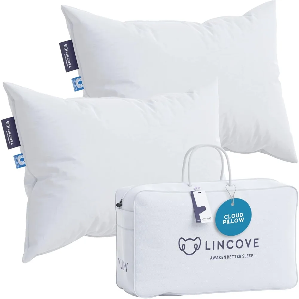 

Luxury White Down Pillow-625 Filled, 100% Cotton Shell, 500 Count, Made in Canada, Extra Large Soft, 2-piece Pillow Gift Pack