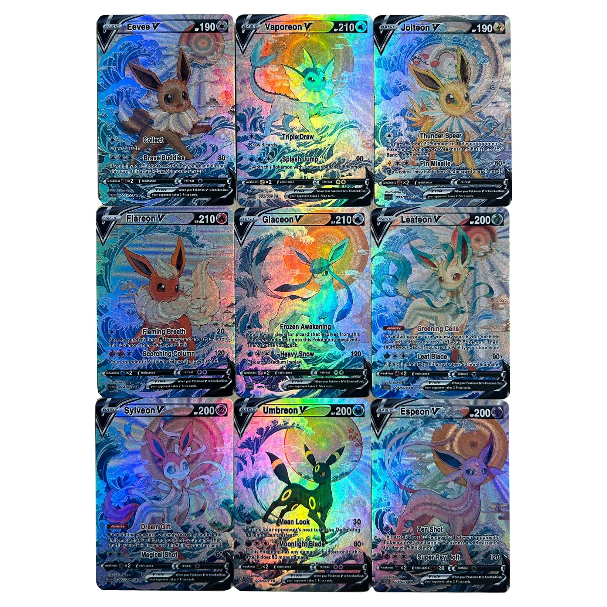 

9Pcs/set Diy Ptcg English Version Eeveelution Ukiyo-E Collection Card Coarse Flash Ptcg Umbreon Espeon Anime Card Gift Toys
