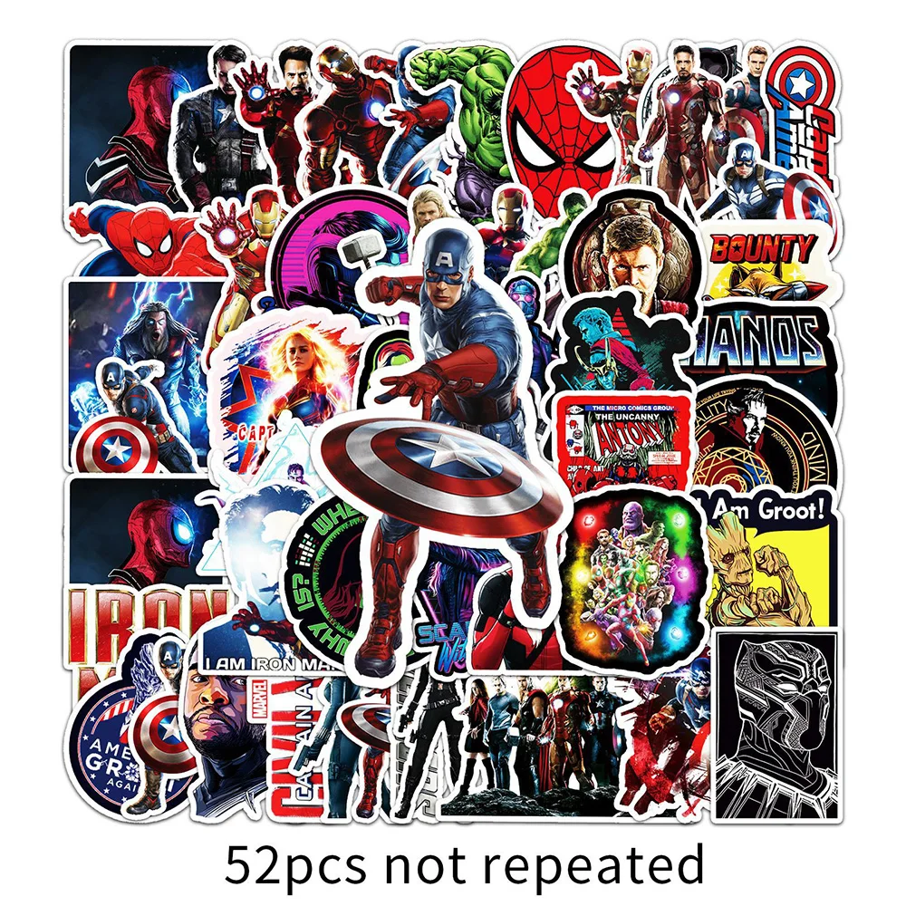 10/30/52PCS Disney Marvel The Avengers Cartoon Stickers DIY Guitar Laptop Luggage Skateboard Graffiti Decals Fun for Kid Toys