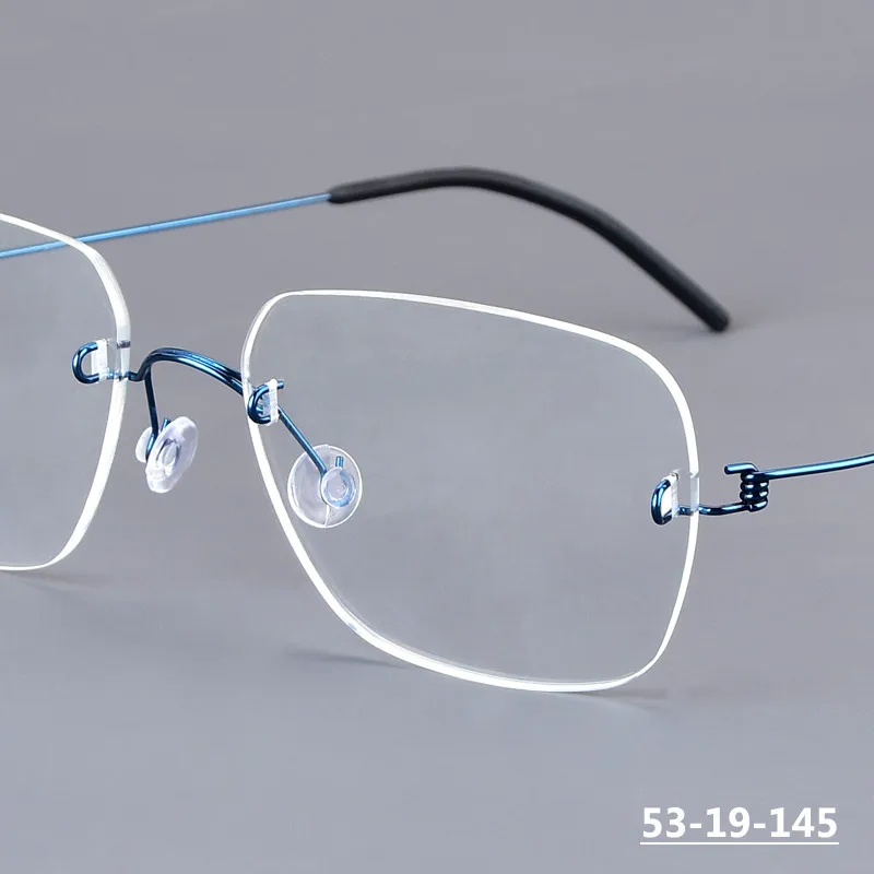 Fashion Men Square Business Rimless Glasses Frame Women Titanium Ultralight Thin Rim Eyeglasses Small Big Face Comfort Eyewear
