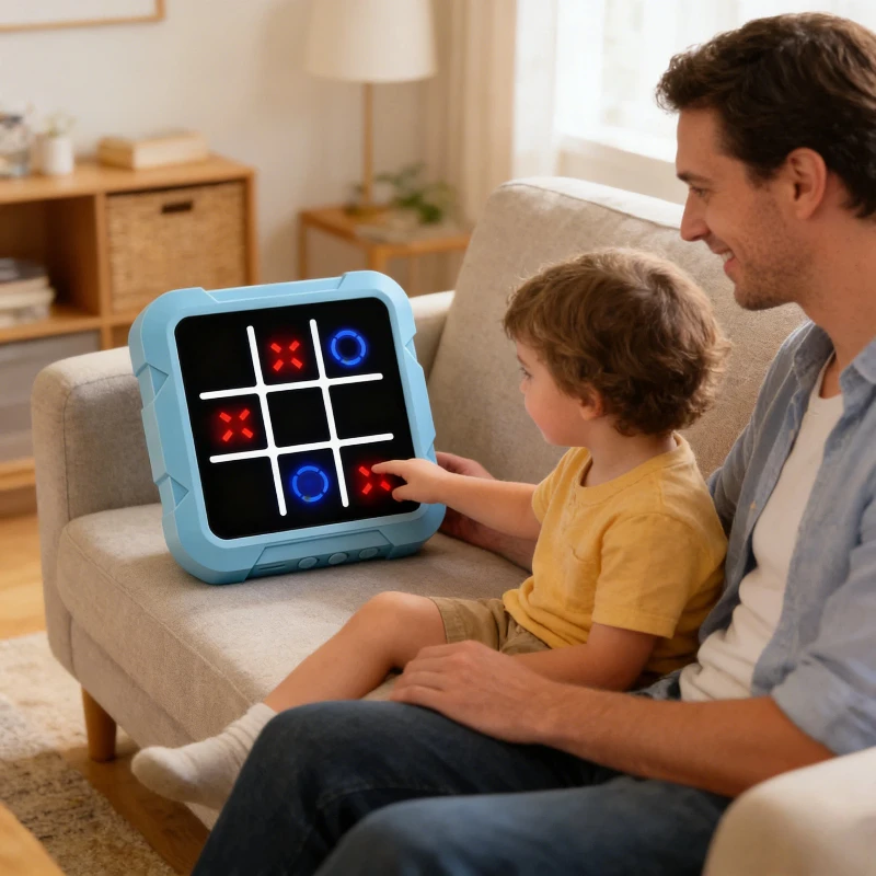 AI Tic Tac Toe Electronic Board Game Multifunctional Toy With AI Battle 2 Player Mode Whack A Mole Memory Kids Fun Puzzle