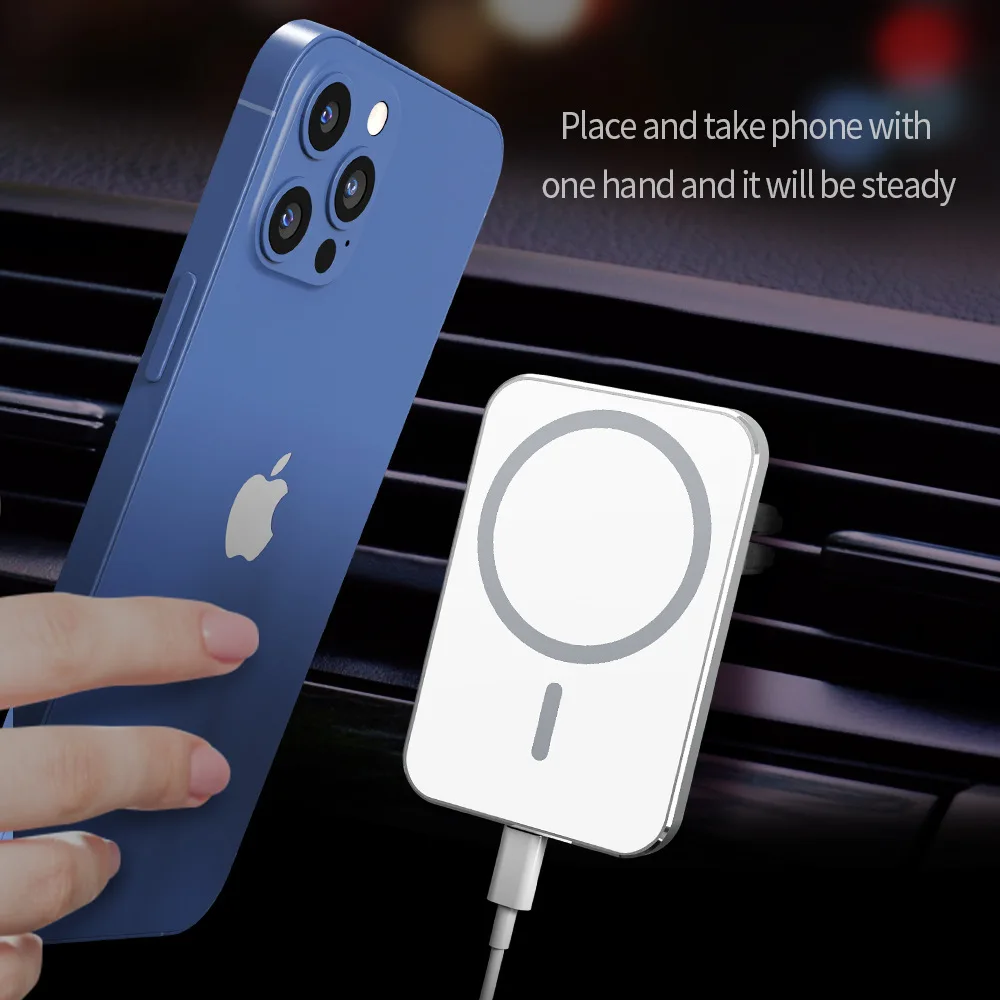 15W Magnetic Car Wireless Charger Car Magnetic Wireless Charging Bracket Aluminum Alloy Case for Apple 12