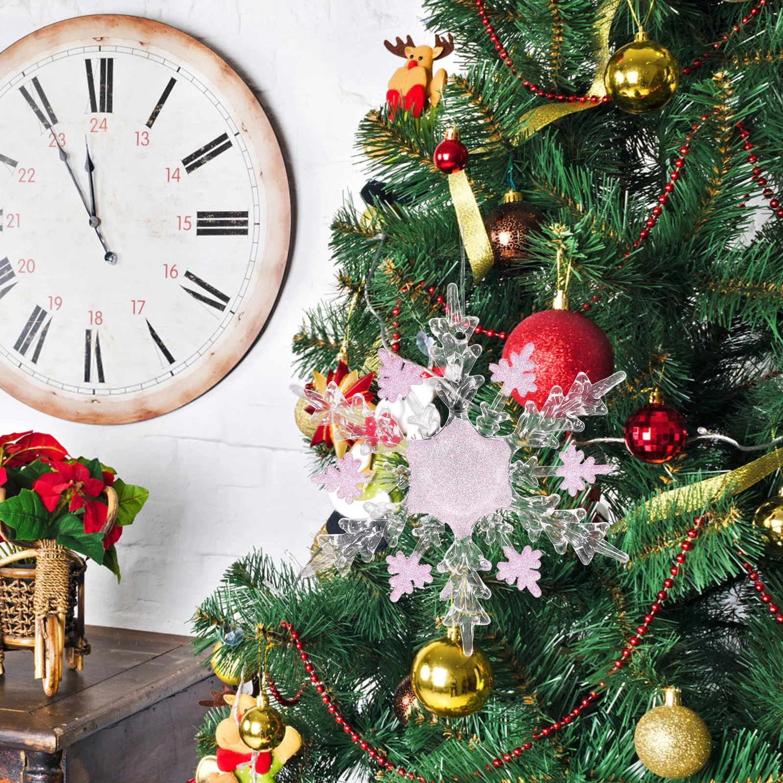 

1Pcs Snowflake Hanging Ornament Acrylic Purple Translucent Christmas Tree Decor Xmas Party Home Wall Door Decoration