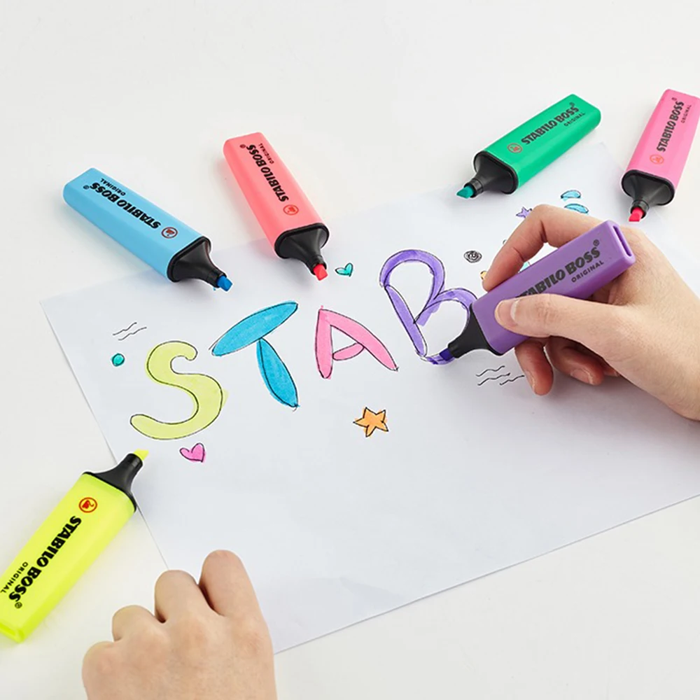 

1 шт., немецкий хайлайтер Stabilo 70 BOSS для детей, цветные маркеры для подсветки клавишных точек, большая емкость, Kawaii, школьные принадлежности