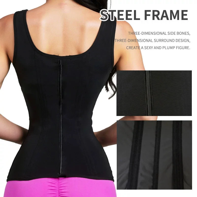 Shapewear für Damen, kolumbianischer Fajas, Taillentrainer, Bauchkontrolle, Weste, Body Shaper, 17 Stahlknochen, 3-reihige Haken, Reißverschluss, verstellbarer Riemen – Detail 7