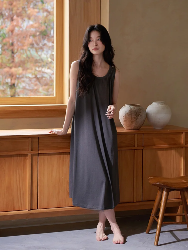 aqian-夏新作女性用パジャマカジュアルウェアラブルスノーフレークコットンベストドレス胸パッド付きホーム服レジャーアウター