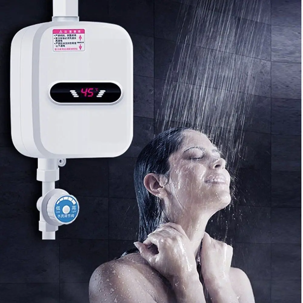 LCD Temperature Display Instant Electric Water Heater Waterproof 3500 W Power Electric Shower Heater Quick Heating Fast Heating