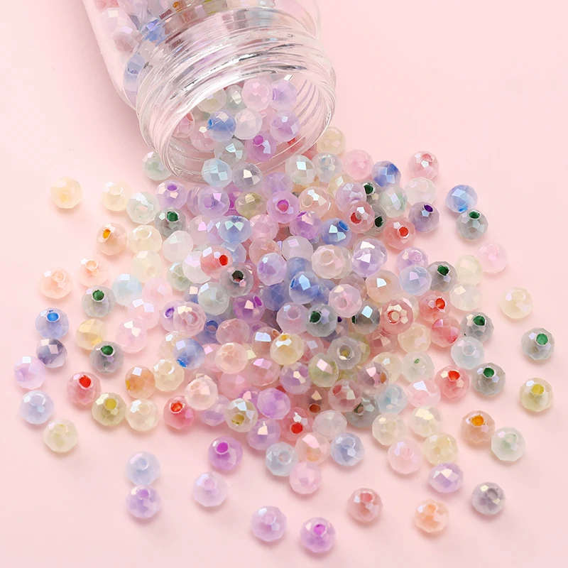 120Pcs 4mm Mixed Color Iridescent Glass Seed Beads Round Faceted Loose Spacer Beads for DIY Jewelry Bracelet Necklace Earring image 2