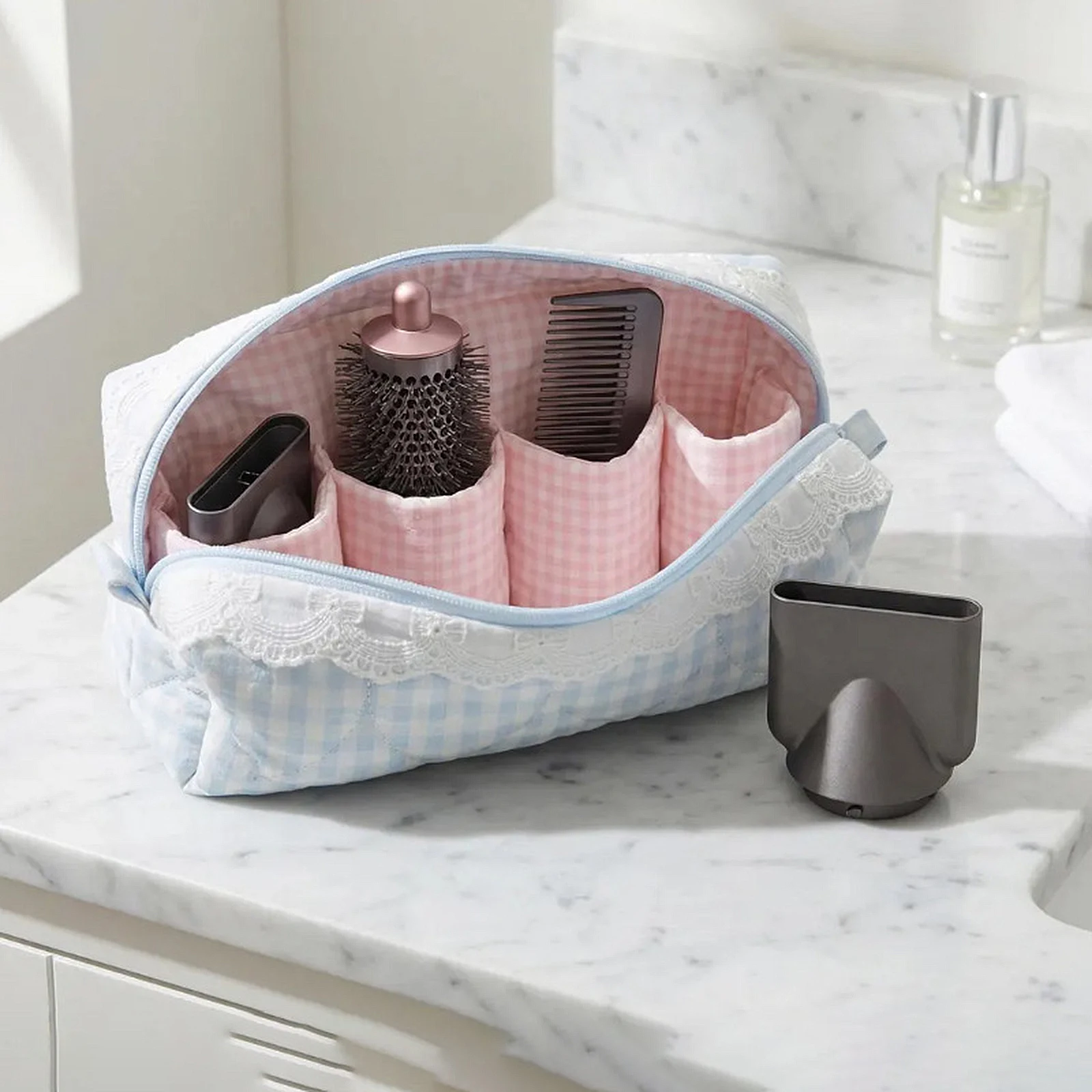 Travel Cosmetic Bag with Zipper & Multi-compartments Pen Pouches Cosmetic Makeup Organizer Large Capacity for Women Ladies Girls