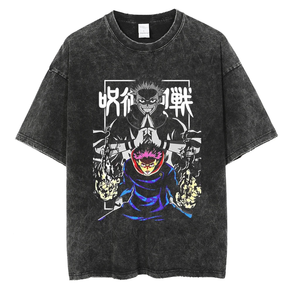 Anime Jujutsu Kaisen Itadori Yuji Ryomen Sukuna Bedrucktes T-Shirt für Männer und Frauen, gewaschenes T-Shirt, hochwertiges Vintage-T-Shirt