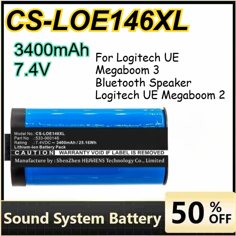 

CS-LOE146XL Lithium for Logitech UE Megaboom 2 / Megaboom 3 Bluetooth Speaker Rechargeable Battery 533-000116 533-000146