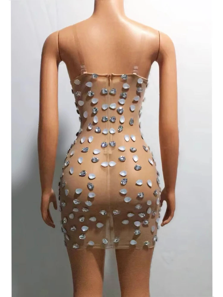 Hoge kwaliteit hete kraal sexy jarretel doorzichtige mesh jurk 2025, nieuwe mode aangepaste dameskleding