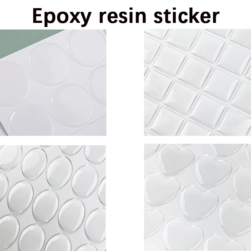 50/100/200/500pcs 3D Clear Epoxy Stickers Round Square Heart Oval Dome Adhesive Stickers Domed Cups for DIY Jewelry Making