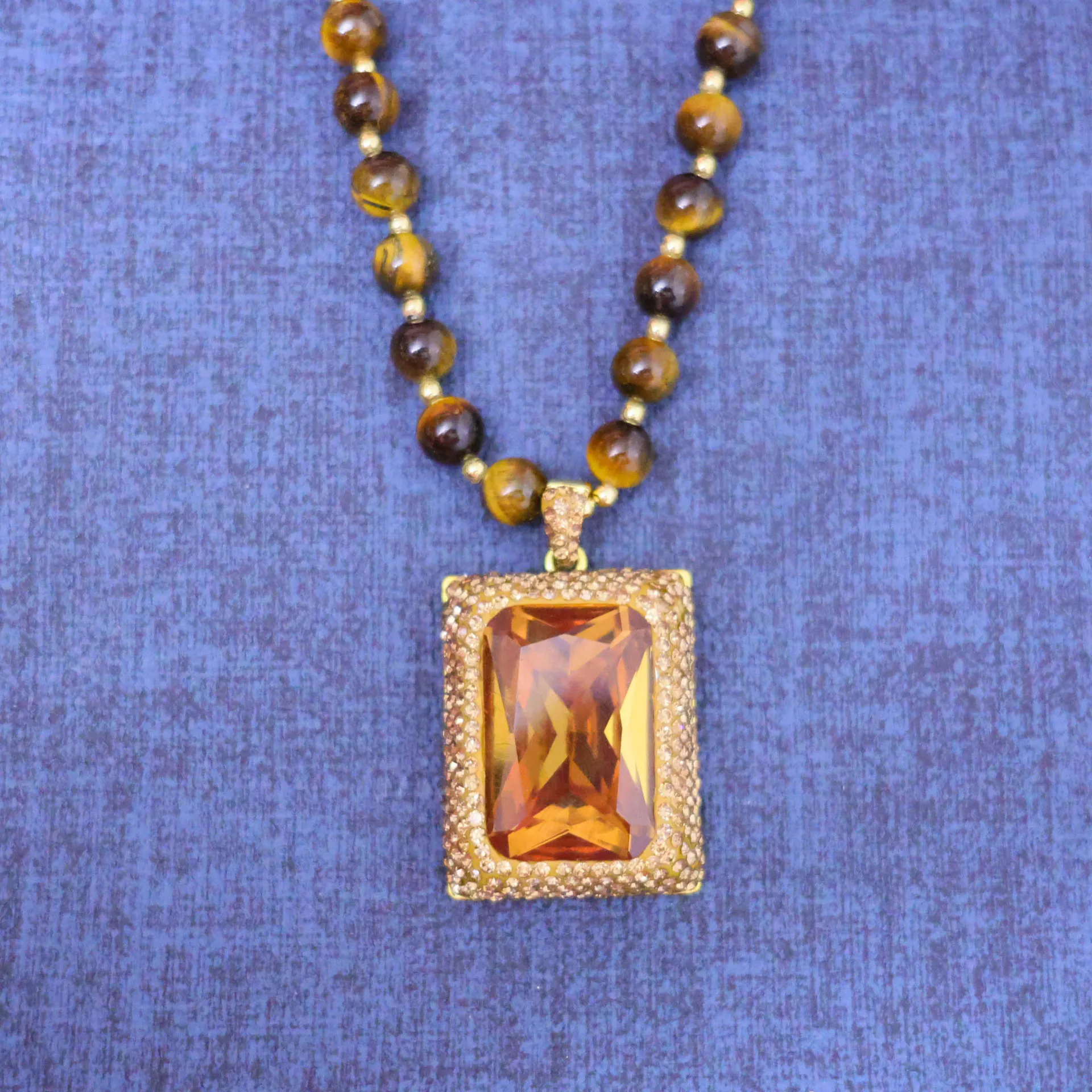 New Turkish sultan stone natural tiger's eye stone temperament sweater chain classic Douyin hot-selling autumn and winter sweate