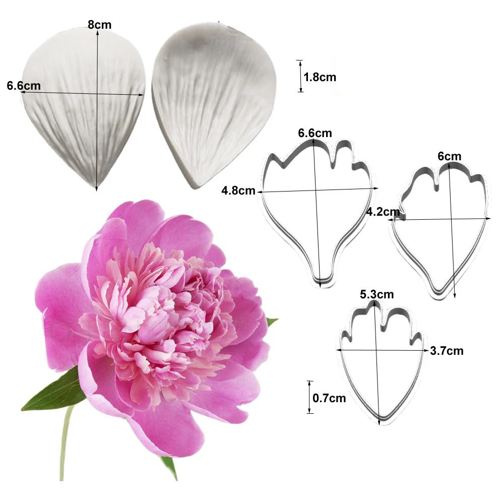 New Peony Silicone Molds&Cutter Art Craft Polimer Clay Wax Candle Flower Cold Cerami Porcelain Handmade Earring Decoration Tools
