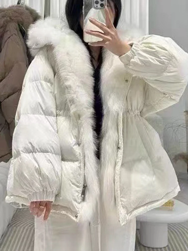 LANMREM Korean Style Winter Cotton Coat Women Fur Hooded Spliced Warm Thick Jackets Fashion 2024 Female New Clothing 2VV1812