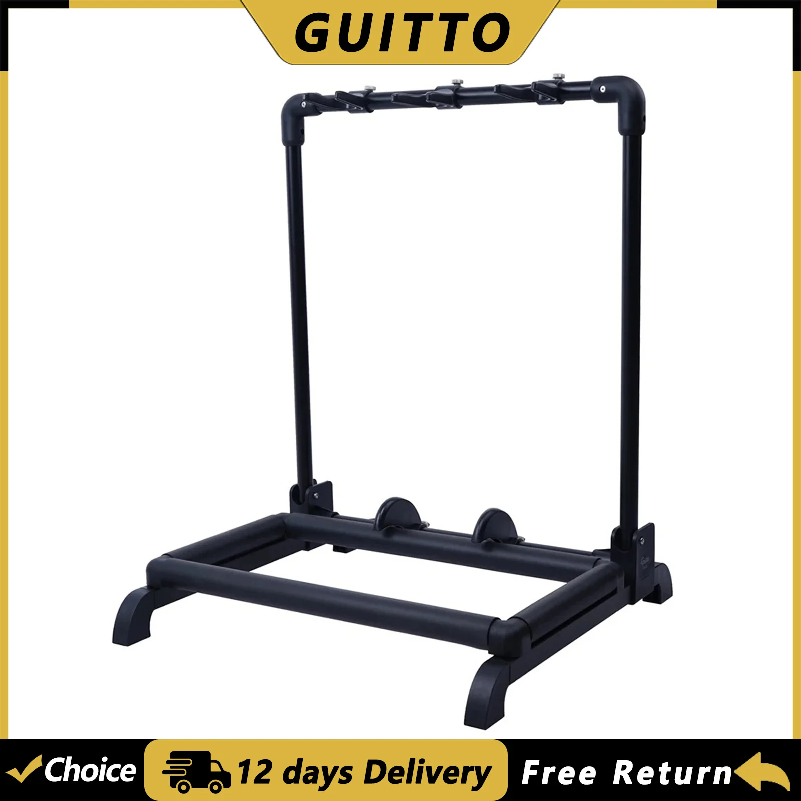 GUITTO GGS-12 Folding Guitar Stand Universal Holder Holds Up To 3 Guitars Musical Rack Bracket Guitar Bass Parts & Accessories